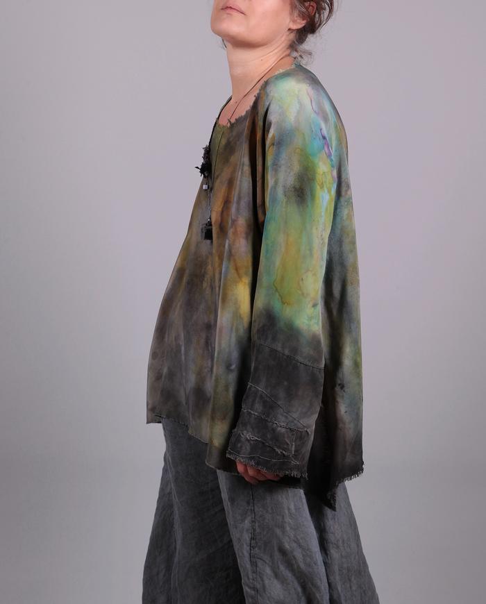 'wrapped in warmth' hand-painted silk blouse