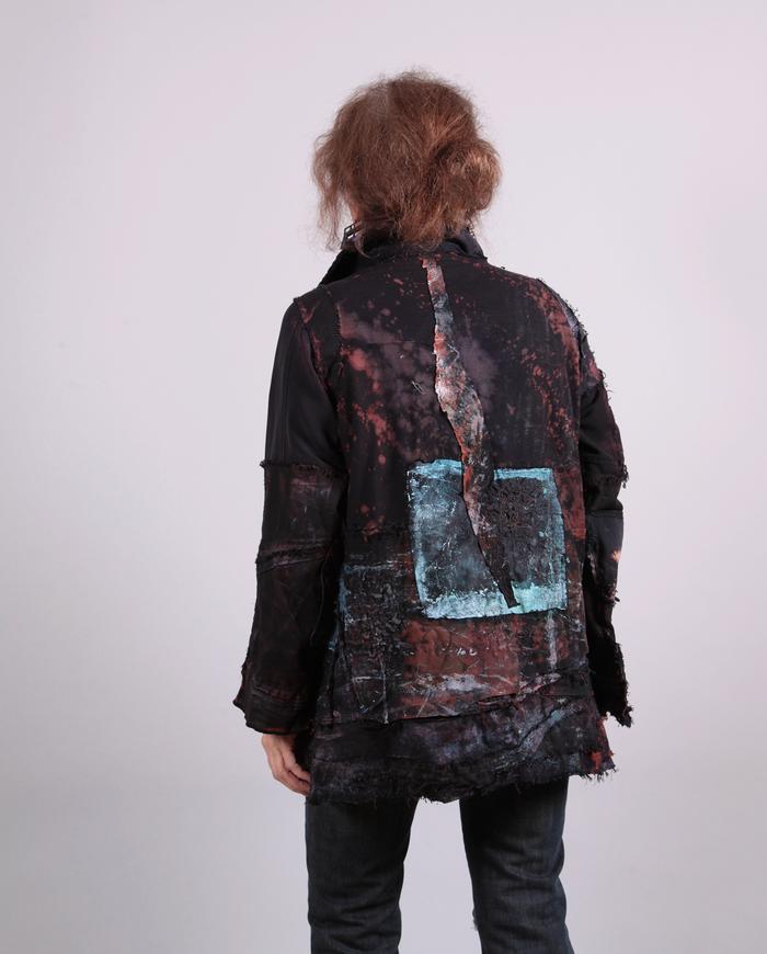 'to the center of the Earth' detailed fiber art jacket