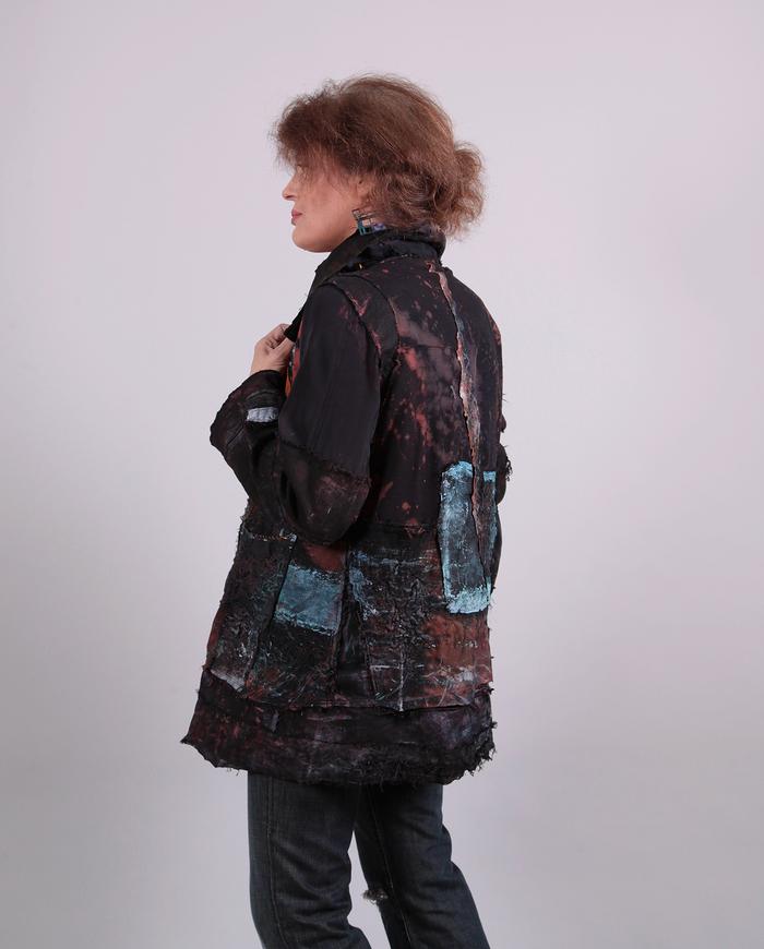 'to the center of the Earth' detailed fiber art jacket