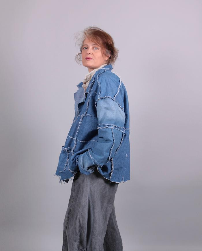 'stitched up' oversized denim jacket