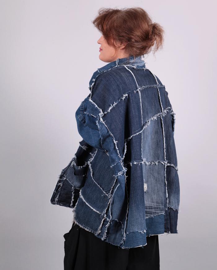 'in love with denim' patchwork oversized/one size jacket