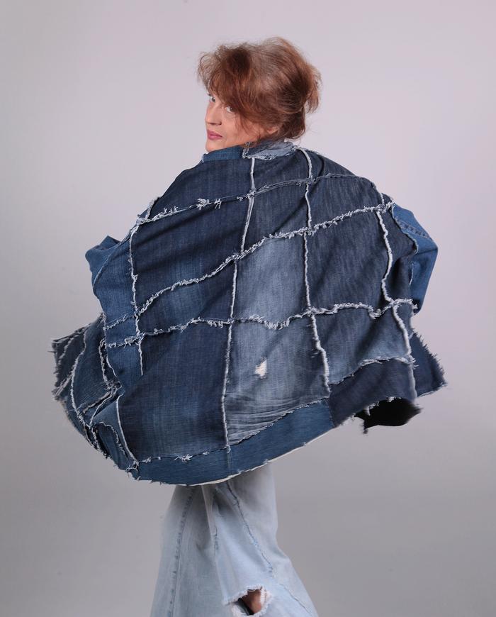 'in love with denim' patchwork oversized/one size jacket