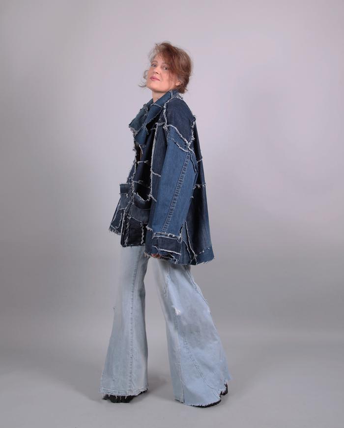 'in love with denim' patchwork oversized/one size jacket