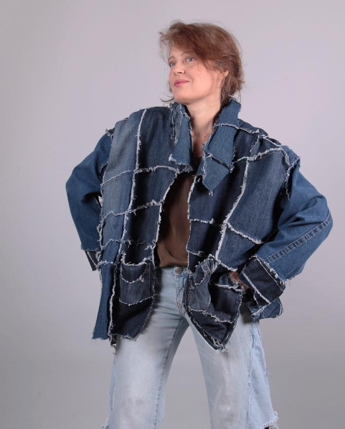 'in love with denim' patchwork oversized/one size jacket