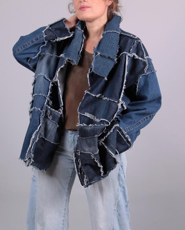 'in love with denim' patchwork oversized/one size jacket