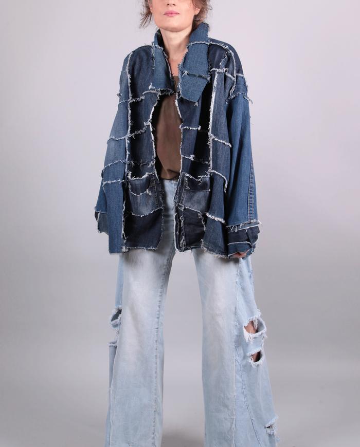 'in love with denim' patchwork oversized/one size jacket