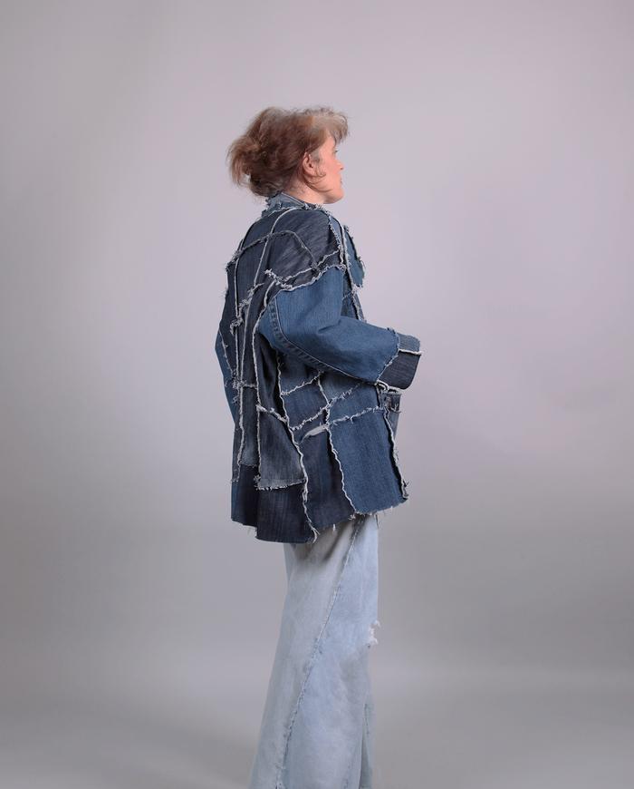 'in love with denim' patchwork oversized/one size jacket