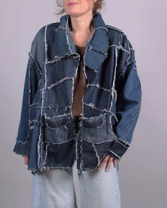 'in love with denim' patchwork oversized/one size jacket