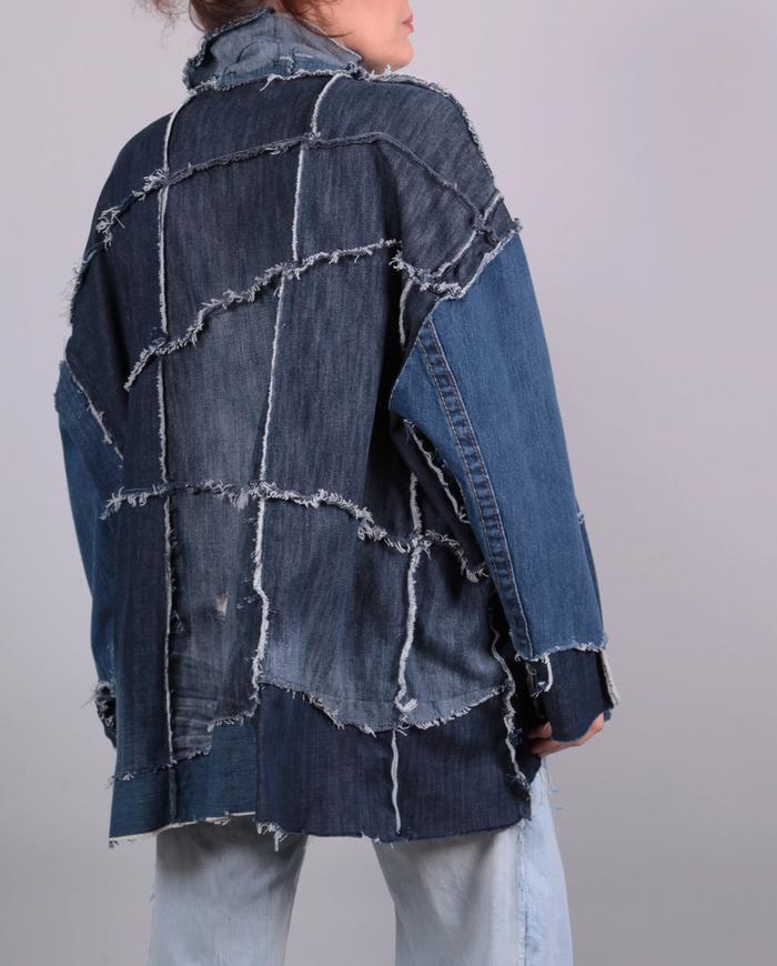 'in love with denim' patchwork oversized/one size jacket