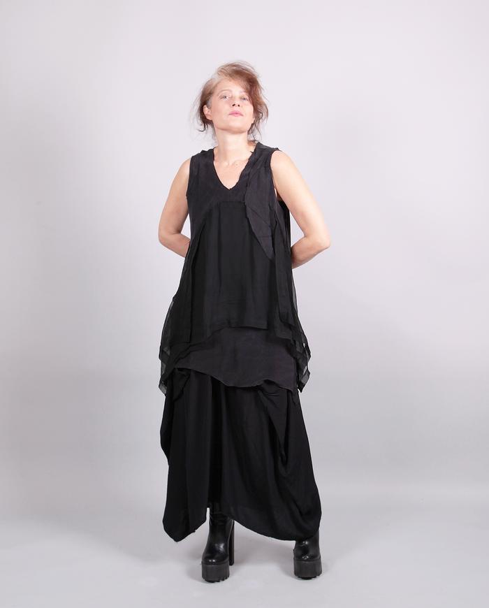 'shades of black' layered sleeveless top