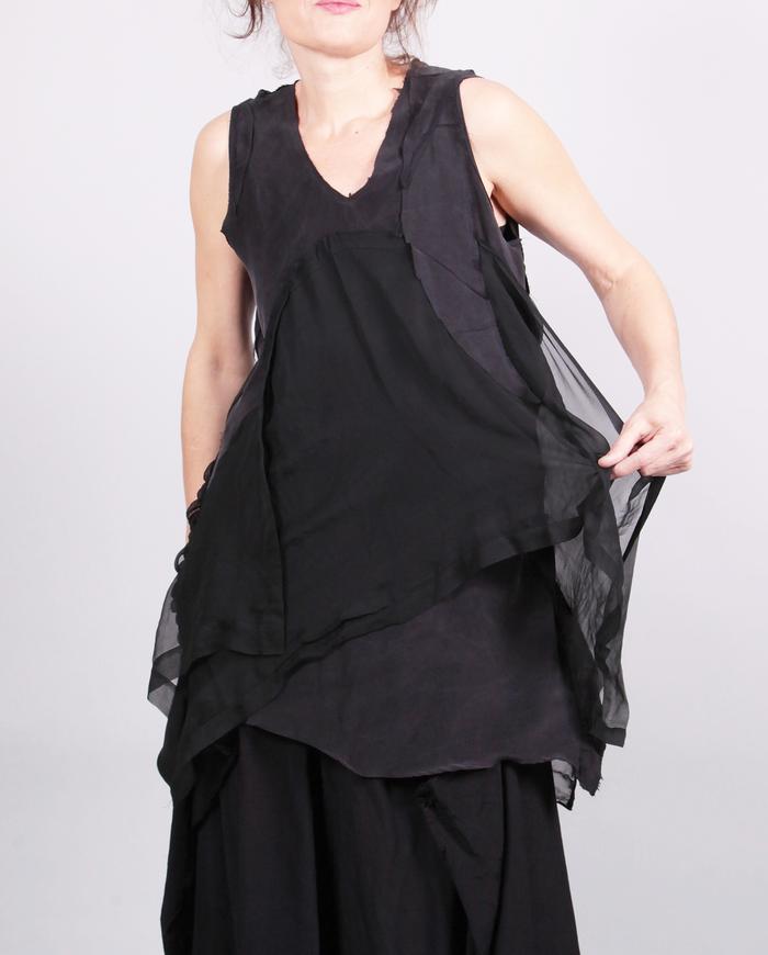 'shades of black' layered sleeveless top