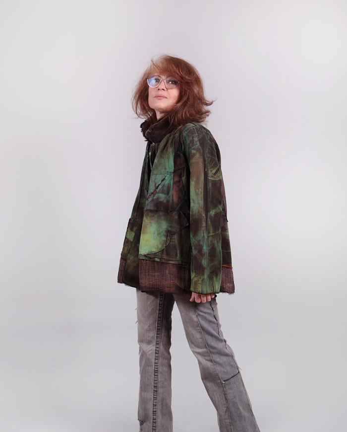 'lost in the forest' brown and green loose-fitting jacket