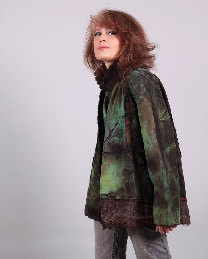 'lost in the forest' brown and green loose-fitting jacket