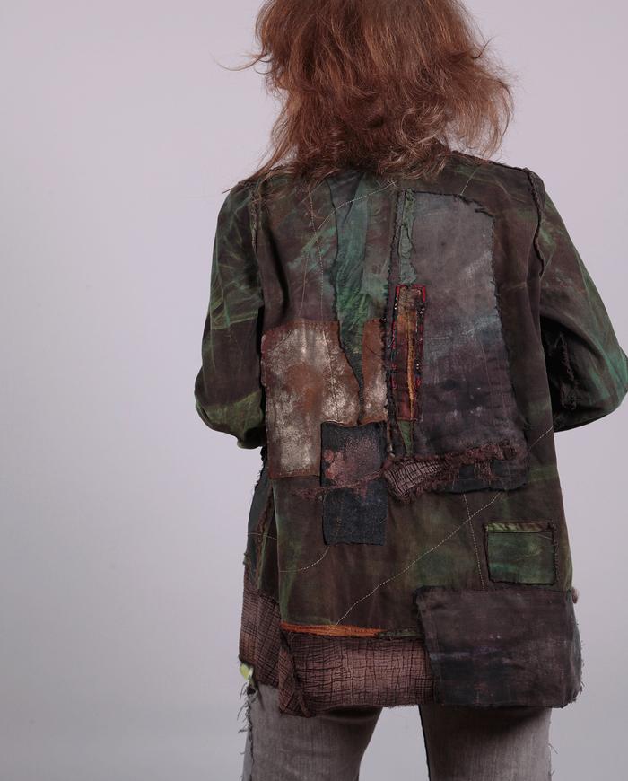 'lost in the forest' brown and green loose-fitting jacket