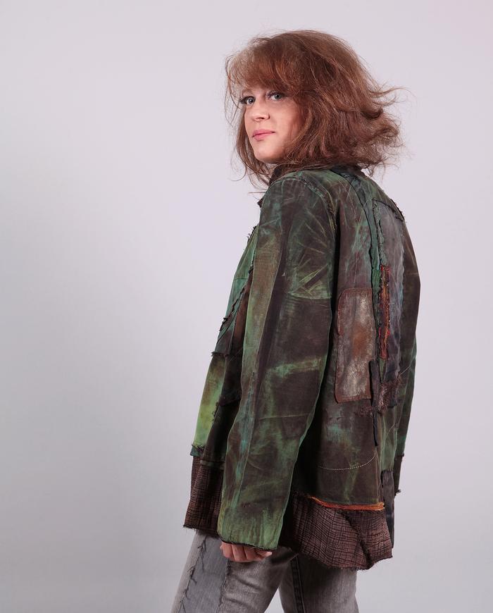 'lost in the forest' brown and green loose-fitting jacket