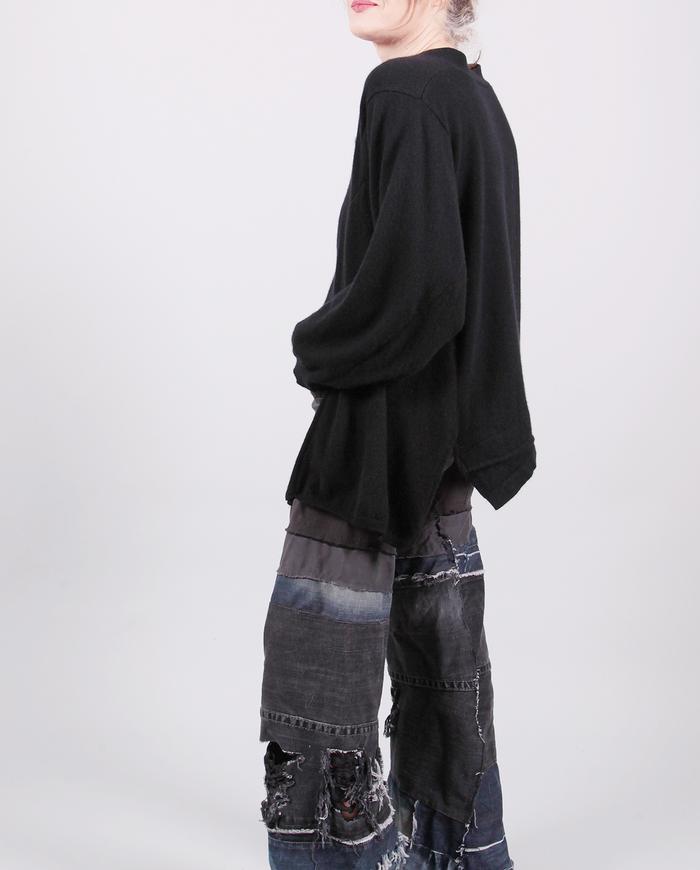 'warm me up' oversized asymmetrical black cashmere sweater