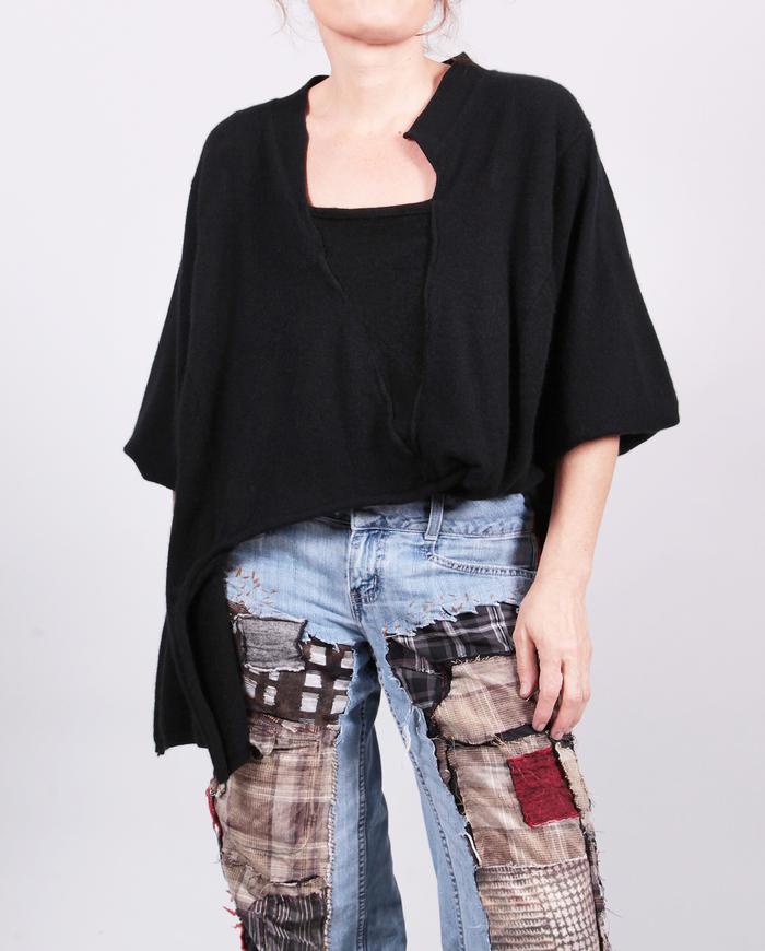 'warm me up' oversized asymmetrical black cashmere sweater