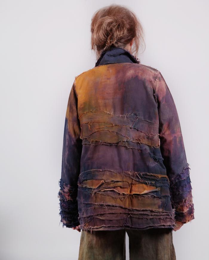 'sun never sets' hand-painted art jacket