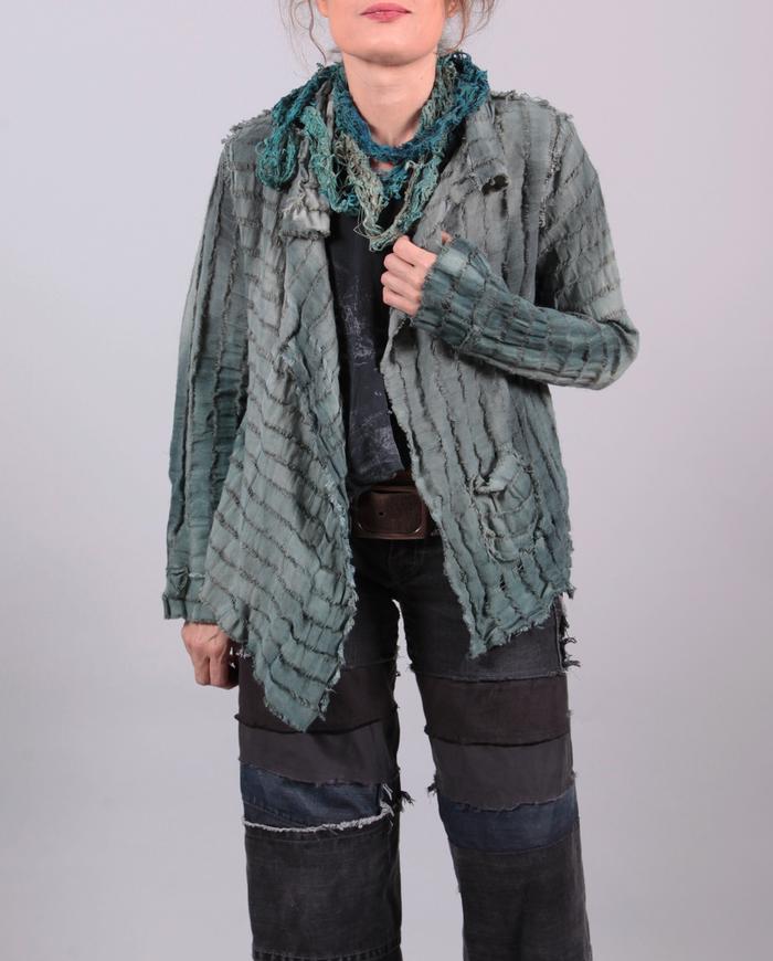 'soft waves' open weave hemp asymmetrical jacket