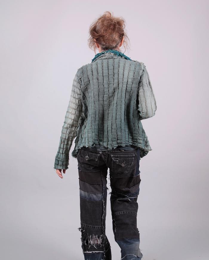 'soft waves' open weave hemp asymmetrical jacket