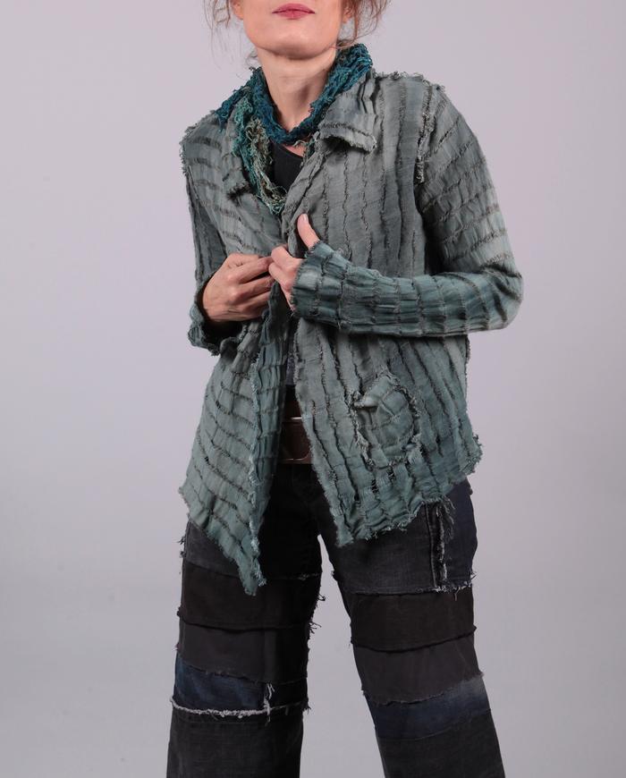 'soft waves' open weave hemp asymmetrical jacket