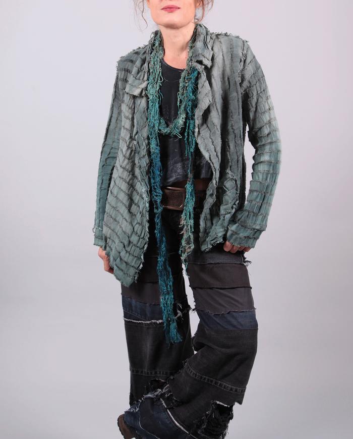 'soft waves' open weave hemp asymmetrical jacket