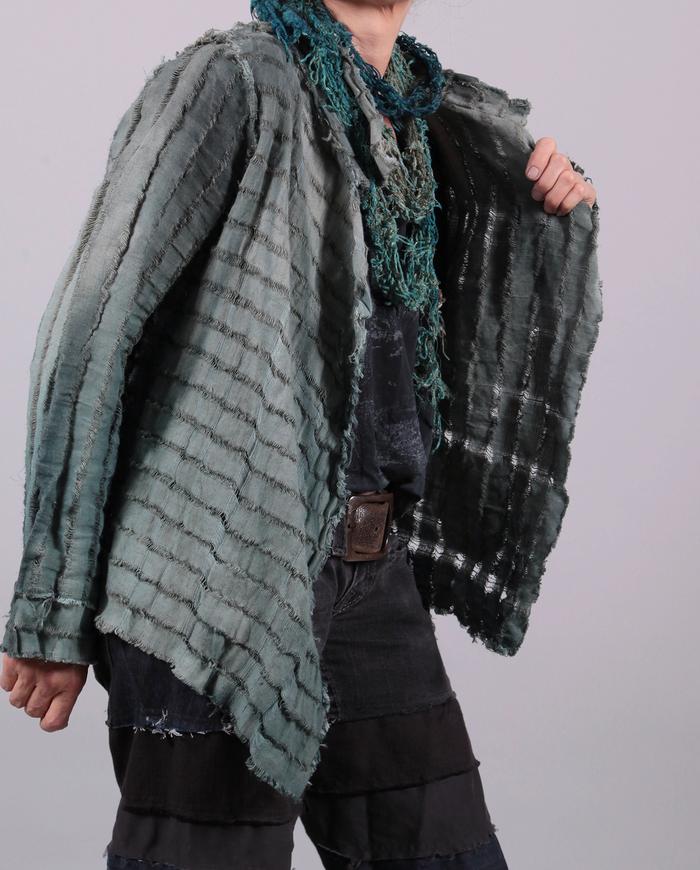 'soft waves' open weave hemp asymmetrical jacket