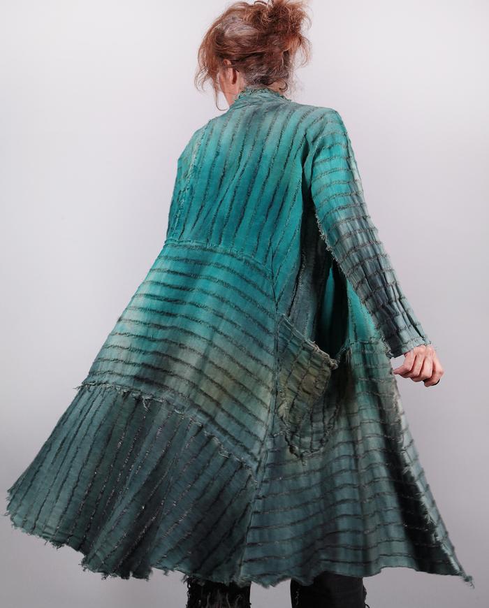 'do teal me' open weave hemp coat