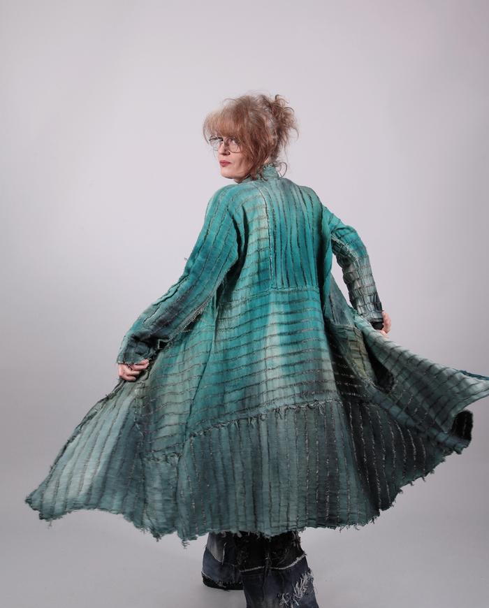 'do teal me' open weave hemp coat