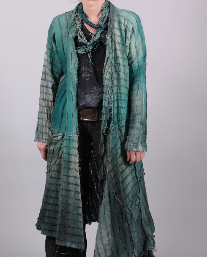 'do teal me' open weave hemp coat