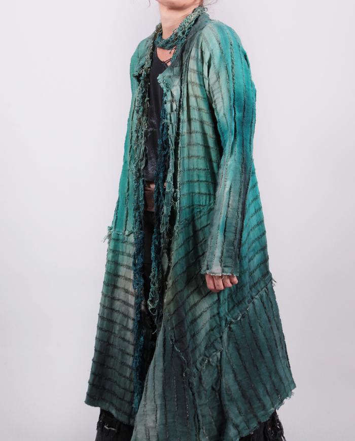 'do teal me' open weave hemp coat