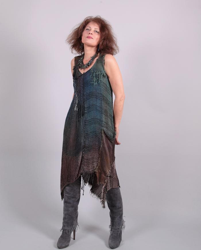 'soft cascade' woven asymmetrical dress