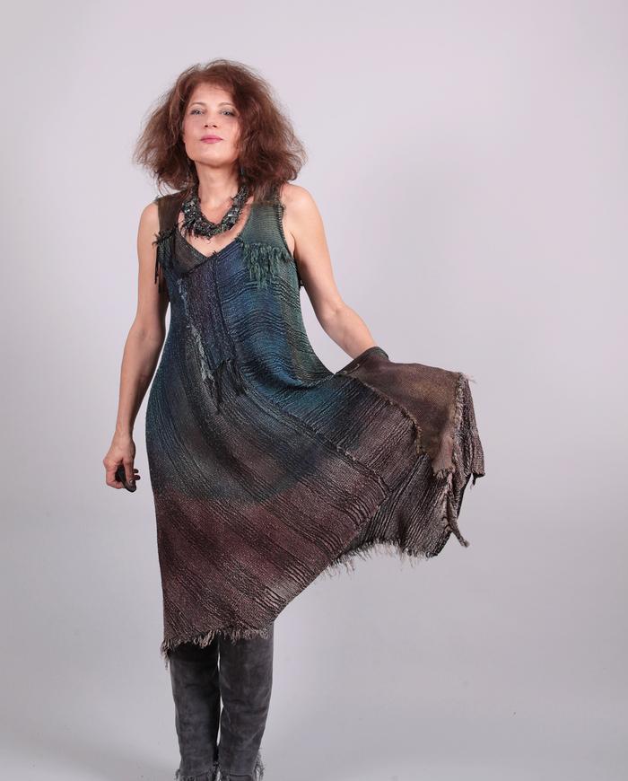 'soft cascade' woven asymmetrical dress