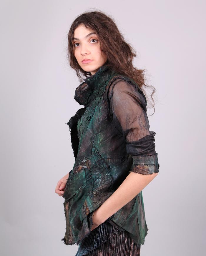 'sheer couture' mixed fabrics detailed art-to-wear jacket