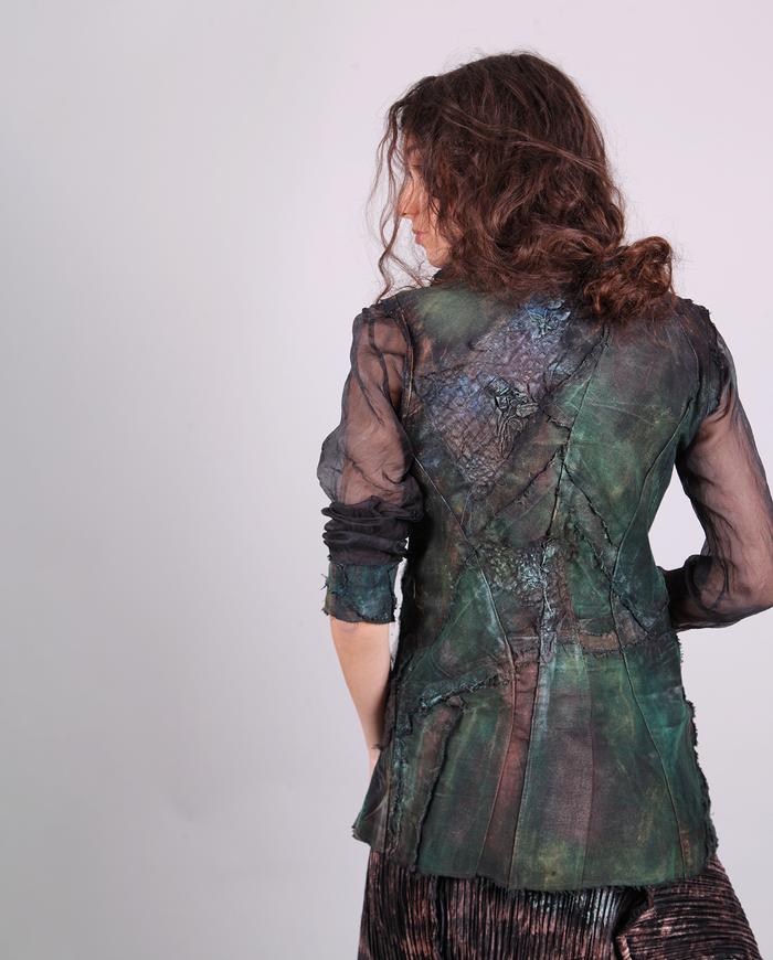 'sheer couture' mixed fabrics detailed art-to-wear jacket