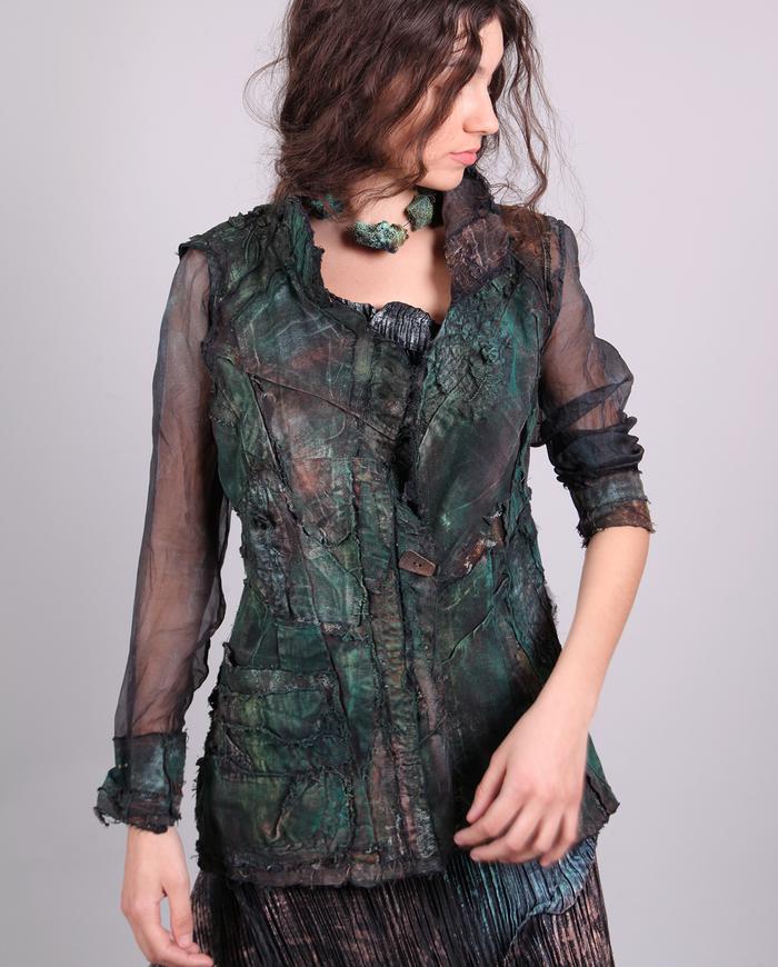 'sheer couture' mixed fabrics detailed art-to-wear jacket