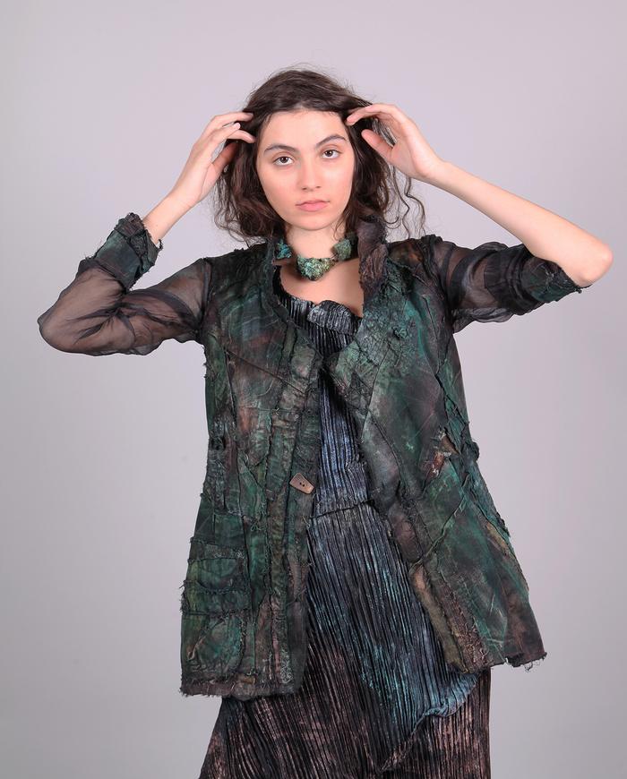 'sheer couture' mixed fabrics detailed art-to-wear jacket