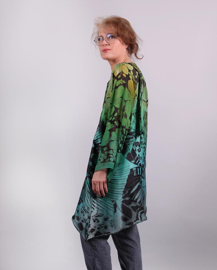 'flying over the fields' mixed silks tunic/dress