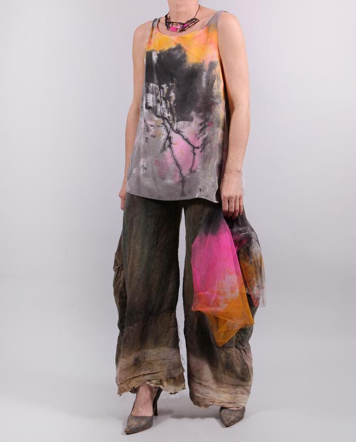 'cherry blossom' hand-painted silk top