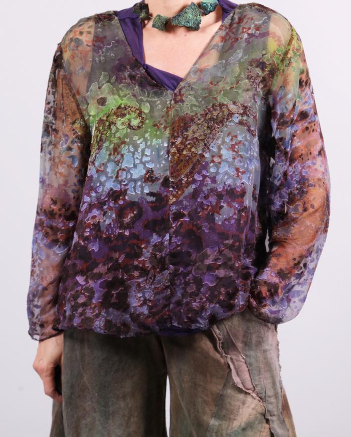 'garden to wear' sheer silk floral top