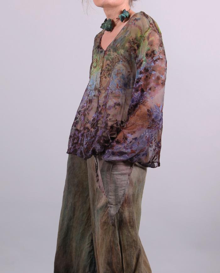 'garden to wear' sheer silk floral top