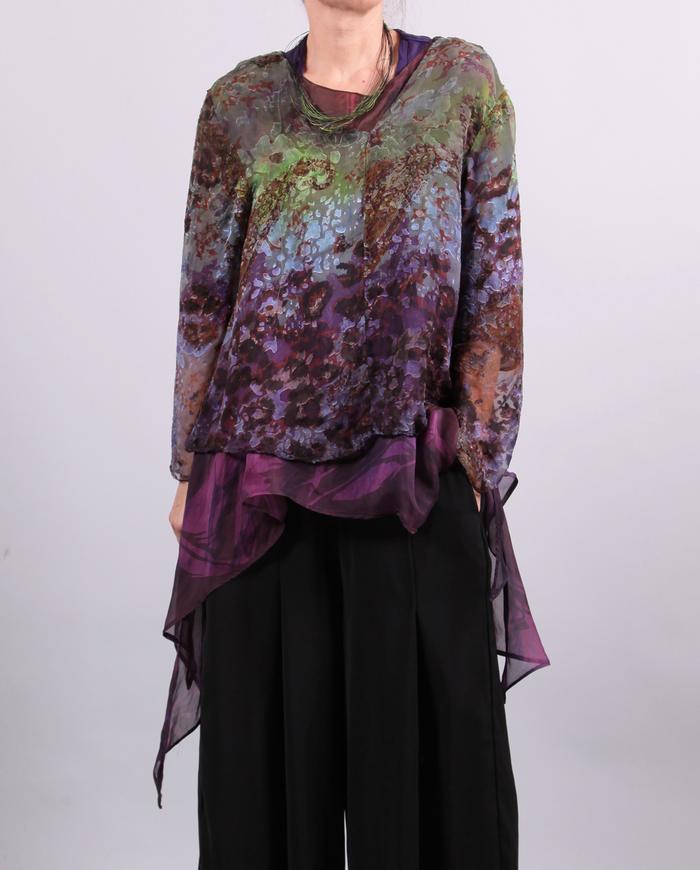 'garden to wear' sheer silk floral top