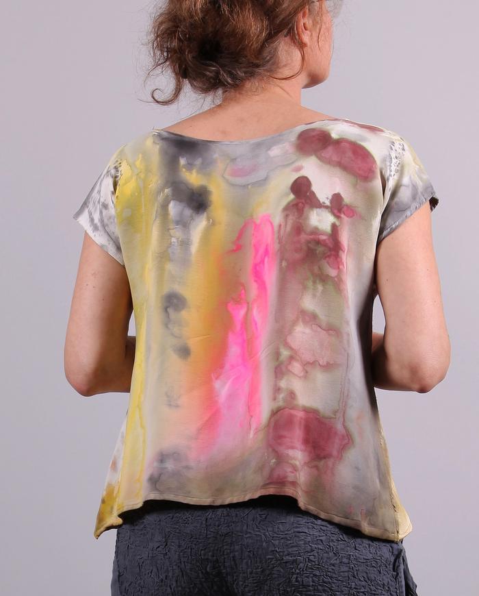 'pure sunshine' silk crepe hand-painted top