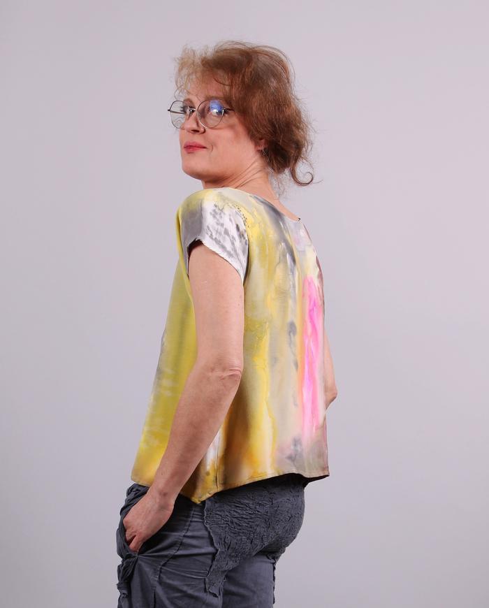 'pure sunshine' silk crepe hand-painted top