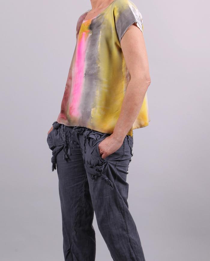 'pure sunshine' silk crepe hand-painted top