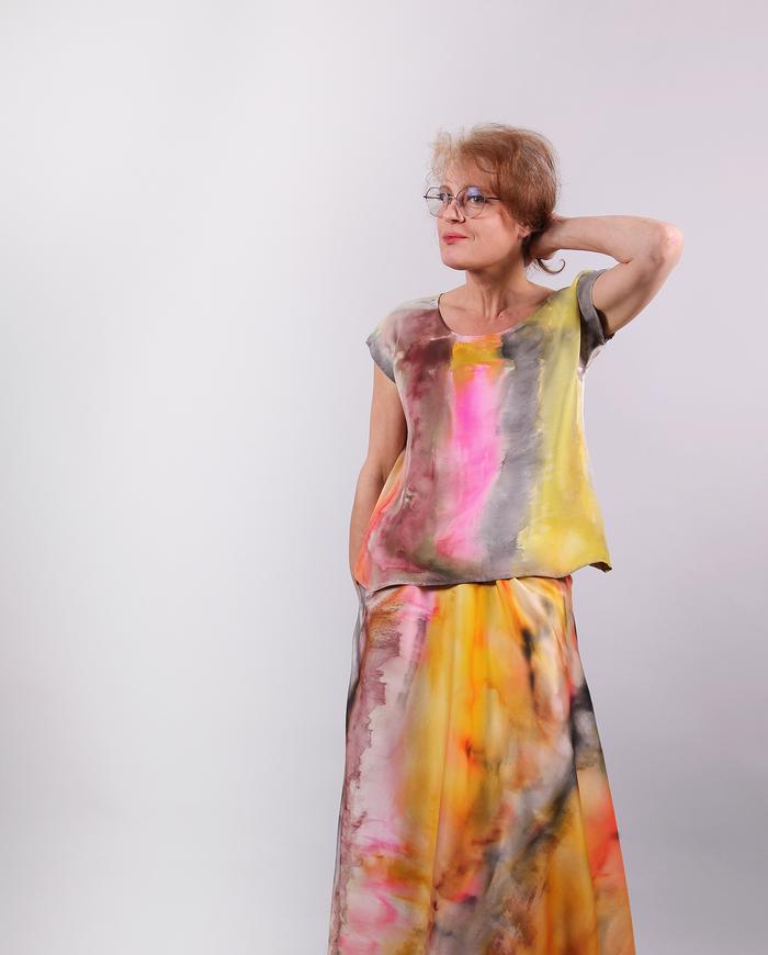 'pure sunshine' silk crepe hand-painted top