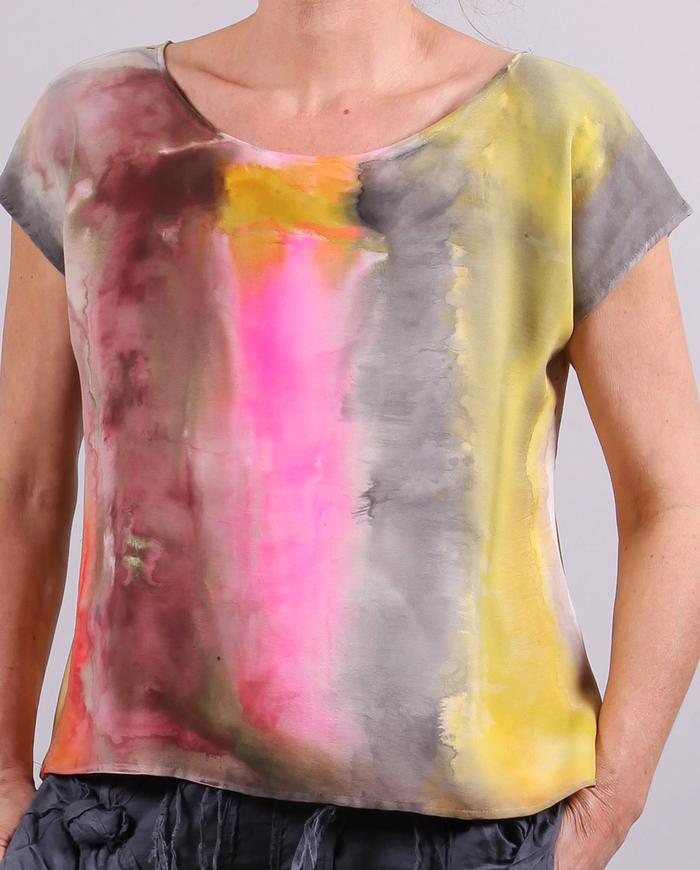 'pure sunshine' silk crepe hand-painted top