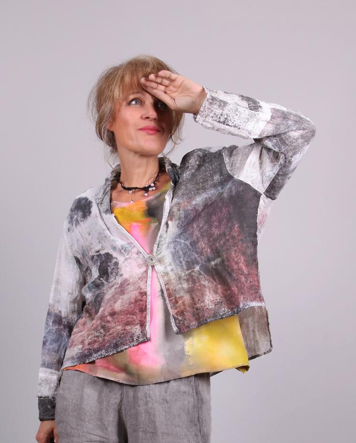 'pure sunshine' silk crepe hand-painted top