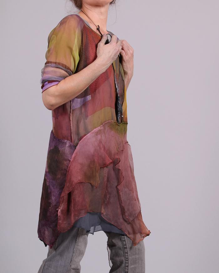 'square the circle' flowing hand-painted tunic