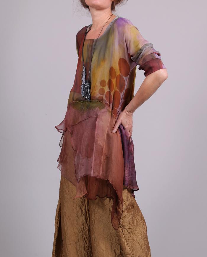 'square the circle' flowing hand-painted tunic
